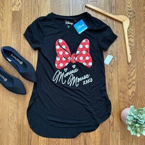 Disney Minnie Mouse Bow Lightweight Relaxed Black T-Shirt